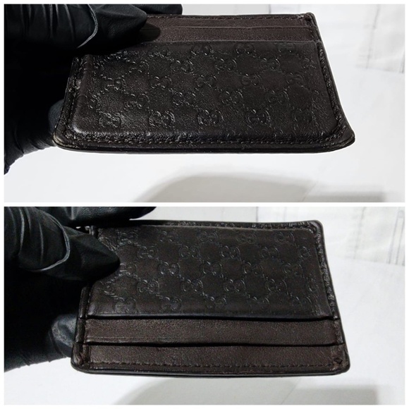 Authentic Gucci Microguccissima Pattern Leather Card Holder Brown - Picture 4 of 14